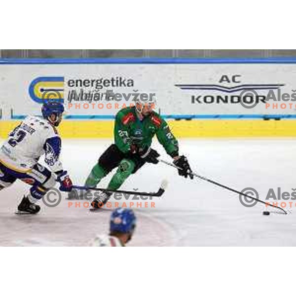 Gregor Koblar in action during IceHL quarter-final match between SZ Olimpija and VSV in Ljubljana, Slovenia on March 15, 2022