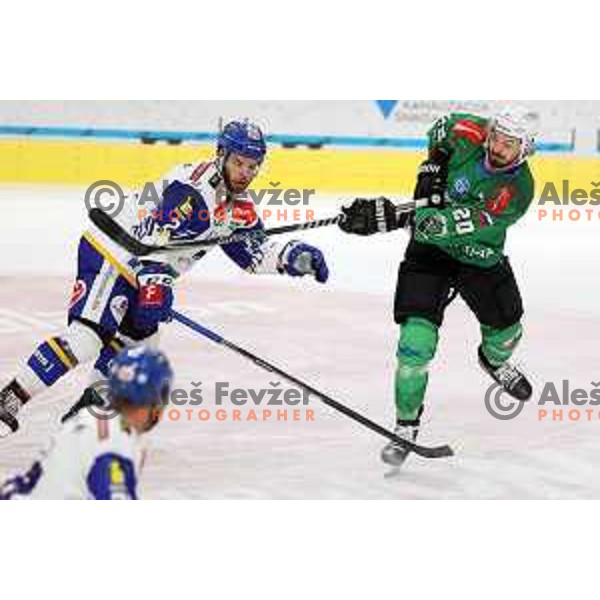 Gregor Koblar in action during IceHL quarter-final match between SZ Olimpija and VSV in Ljubljana, Slovenia on March 15, 2022