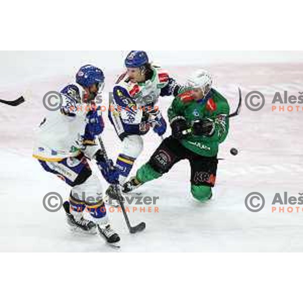 Ales Music of SZ Olimpija in action during IceHL quarter-final match between SZ Olimpija and VSV in Ljubljana, Slovenia on March 15, 2022