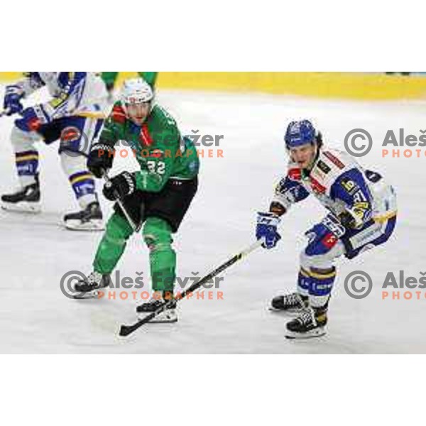 Guillaume Leclerc of SZ Olimpija in action during IceHL quarter-final match between SZ Olimpija and VSV in Ljubljana, Slovenia on March 15, 2022