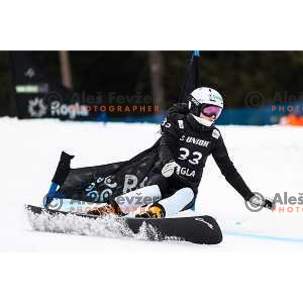 Gloria Kotnik (SLO) competes at FIS Snowboard World Cup Parallel Giant Slalom at Rogla Ski resort, Slovenia on March 16, 2022