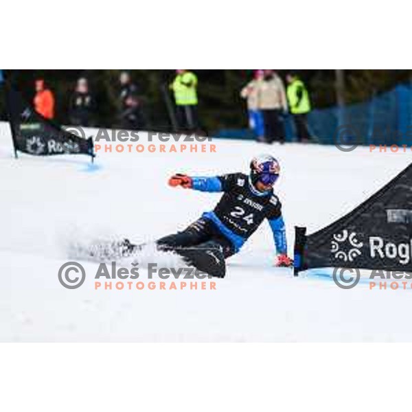 at FIS Snowboard World Cup Parallel Giant Slalom at Rogla Ski resort, Slovenia on March 16, 2022