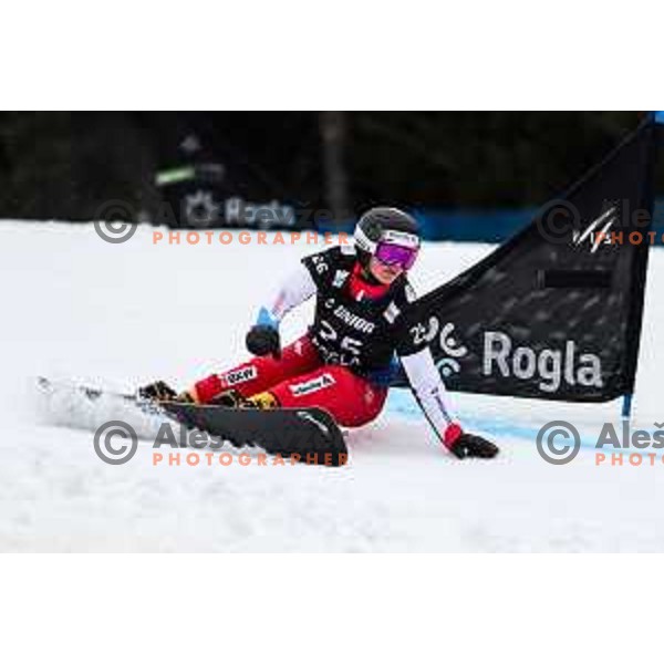 competes at FIS Snowboard World Cup Parallel Giant Slalom at Rogla Ski resort, Slovenia on March 16, 2022