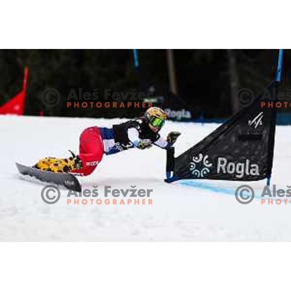 competes at FIS Snowboard World Cup Parallel Giant Slalom at Rogla Ski resort, Slovenia on March 16, 2022