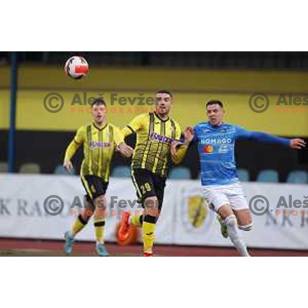 in action during Prva Liga Telemach 2021-2022 football match between Kalcer Radomlje and Bravo in Domzale, Slovenia on March 18, 2022