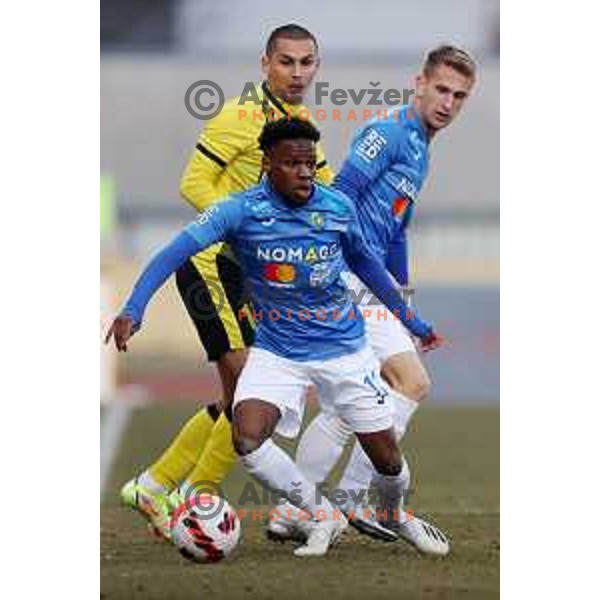 Simon Nsana in action during Prva Liga Telemach 2021-2022 football match between Kalcer Radomlje and Maribor in Domzale, Slovenia on February 21, 2022