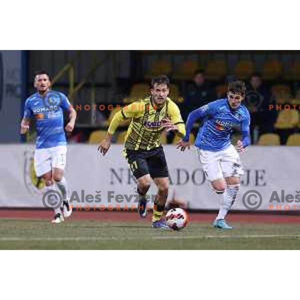 Ivan Calusic in action during Prva Liga Telemach 2021-2022 football match between Kalcer Radomlje and Bravo in Domzale, Slovenia on March 18, 2022