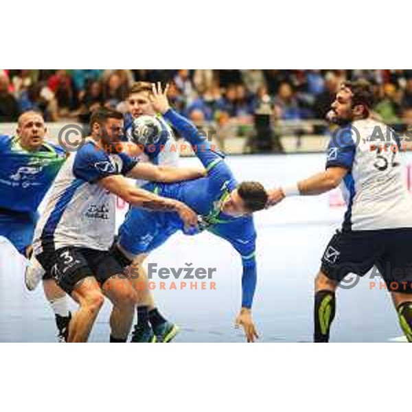 Domen Makuc in action during World championship 2023 qualifications match between Slovenia and Italy in Celje, Slovenia on March 20, 2022