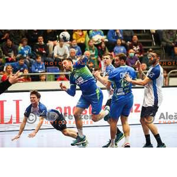Nejc Cehte in action during World championship 2023 qualifications match between Slovenia and Italy in Celje, Slovenia on March 20, 2022