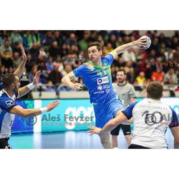 Matic Groselj in action during World championship 2023 qualifications match between Slovenia and Italy in Celje, Slovenia on March 20, 2022