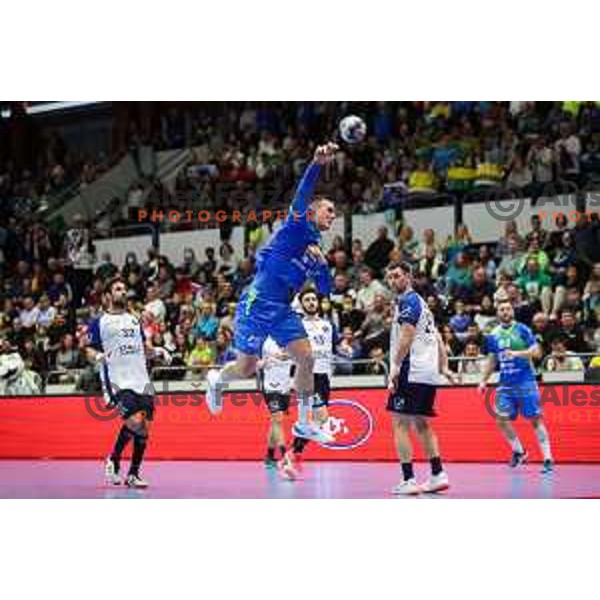 Nik Henigman in action during World championship 2023 qualifications match between Slovenia and Italy in Celje, Slovenia on March 20, 2022