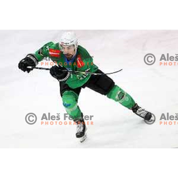 Nik Simsic during sixt game of quarter-final of IceHL between SZ Olimpija and VSV in Ljubljana, Slovenia on March 20, 2022