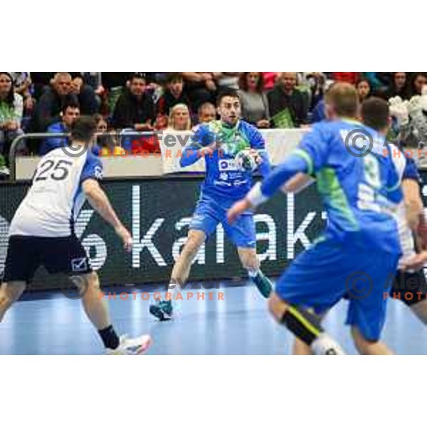 Nejc Cehte in action during World championship 2023 qualifications match between Slovenia and Italy in Celje, Slovenia on March 20, 2022