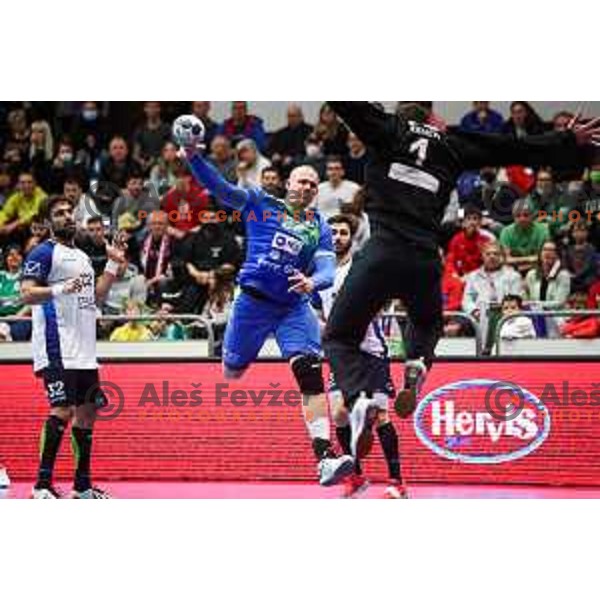 Matej Gaber in action during World championship 2023 qualifications match between Slovenia and Italy in Celje, Slovenia on March 20, 2022