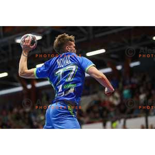 Domen Novak in action during World championship 2023 qualifications match between Slovenia and Italy in Celje, Slovenia on March 20, 2022