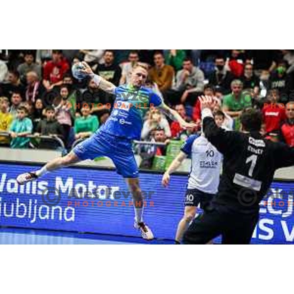 Tilen Kodrin in action during World championship 2023 qualifications match between Slovenia and Italy in Celje, Slovenia on March 20, 2022