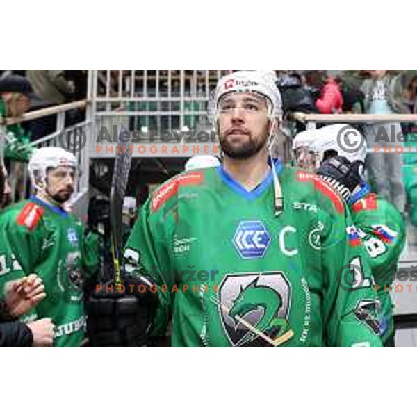 Ziga Pance during sixt game of quarter-final of IceHL between SZ Olimpija and VSV in Ljubljana, Slovenia on March 20, 2022