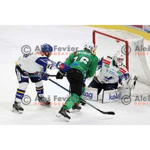 Ales Music during sixt game of quarter-final of IceHL between SZ Olimpija and VSV in Ljubljana, Slovenia on March 20, 2022