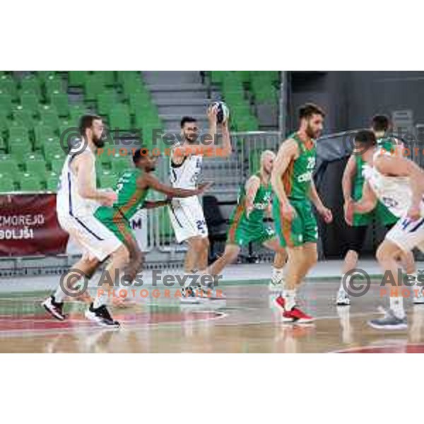 in action during Nova KBM league basketball match between Cedevita Olimpija and Terme Olimia Podcetrtek in Stozice, Arena, Ljubljana, Slovenia on March 21, 2022