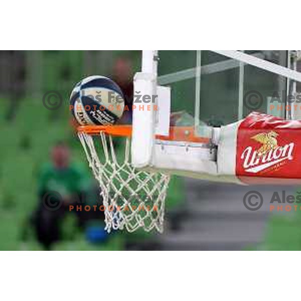 in action during Nova KBM league basketball match between Cedevita Olimpija and Terme Olimia Podcetrtek in Stozice, Arena, Ljubljana, Slovenia on March 21, 2022