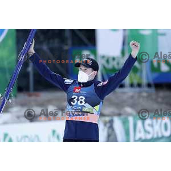 Ziga Jelar, winner of FIS Ski-jumping World Cup Final in Planica, Slovenia on March 25, 2022 