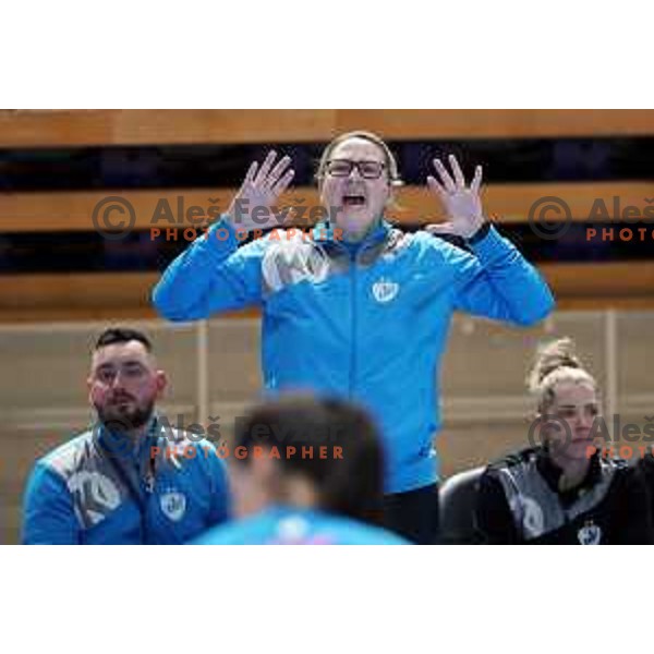 Nataliya Derepasko, head coach of Krim during EHF Champions League Women 2021-2022 handball match between Krim Mercator (SLO) and FTC Rail-Cargo Hungaria in Ljubljana, Slovenia on March 26, 2022