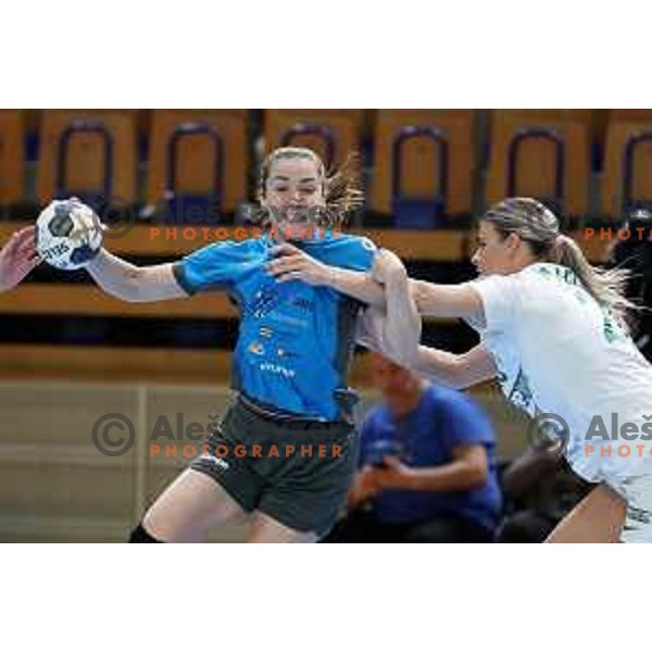 in action during EHF Champions League Women 2021-2022 handball match between Krim Mercator (SLO) and FTC Rail-Cargo Hungaria in Ljubljana, Slovenia on March 26, 2022