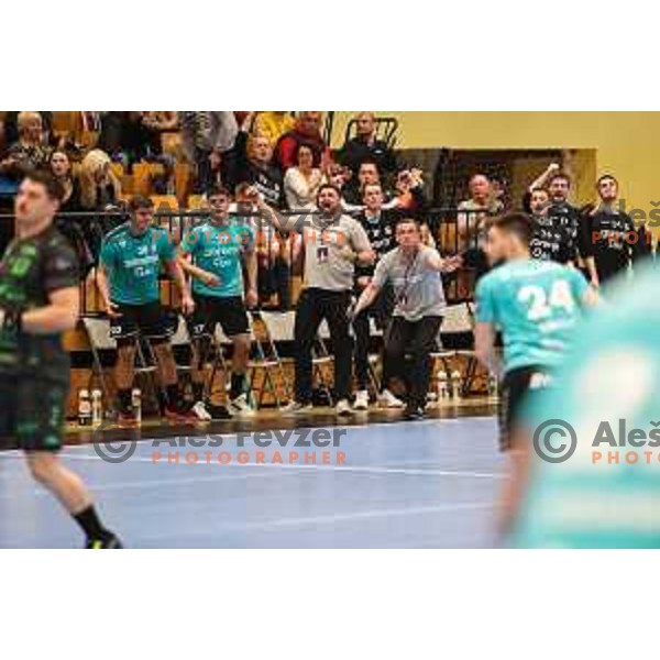 in action during eight-final of EHF Cup handball match between Gorenje Velenje (SLO) and USAM Nimes Gard (FRA) in Red Hall, Velenje, Slovenia on March 29, 2022