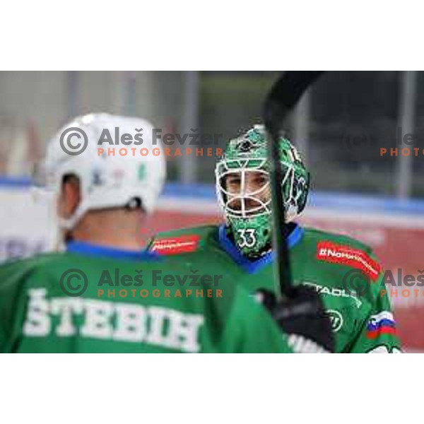 Zan Us of SZ Olimpija celebrates Slovenian National ice-hockey title in Ljubljana, Slovenia on April 5, 2022