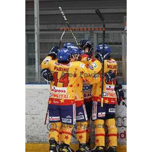 in action during second game of the Final of Alps league ice-hockey match between Sij Acroni Jesenice (SLO) and Migross Asiago (ITA) in Podmezakla Hall, Jesenice on April 12, 2022