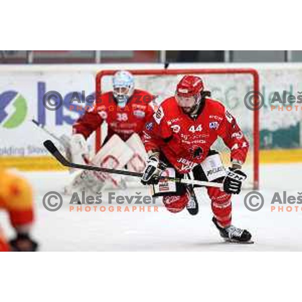David Planko in action during second game of the Final of Alps league ice-hockey match between Sij Acroni Jesenice (SLO) and Migross Asiago (ITA) in Podmezakla Hall, Jesenice on April 12, 2022