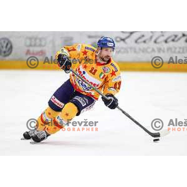 Stefano Giliati in action during second game of the Final of Alps league ice-hockey match between Sij Acroni Jesenice (SLO) and Migross Asiago (ITA) in Podmezakla Hall, Jesenice on April 12, 2022