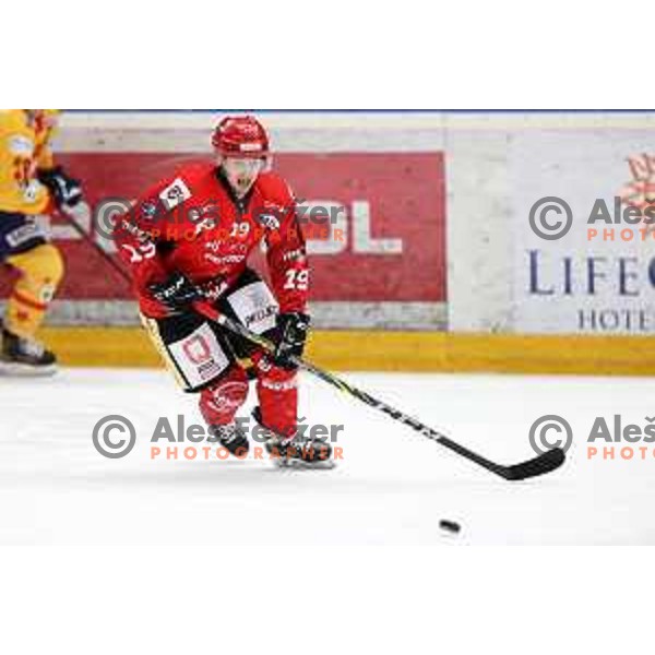 in action during second game of the Final of Alps league ice-hockey match between Sij Acroni Jesenice (SLO) and Migross Asiago (ITA) in Podmezakla Hall, Jesenice on April 12, 2022