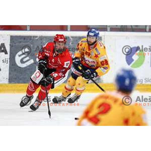 Ziga Urukalo in action during second game of the Final of Alps league ice-hockey match between Sij Acroni Jesenice (SLO) and Migross Asiago (ITA) in Podmezakla Hall, Jesenice on April 12, 2022