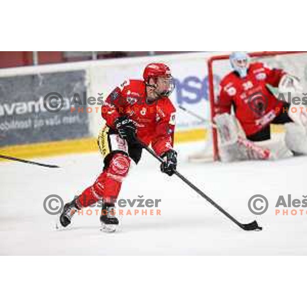 Ziga Urukalo in action during second game of the Final of Alps league ice-hockey match between Sij Acroni Jesenice (SLO) and Migross Asiago (ITA) in Podmezakla Hall, Jesenice on April 12, 2022