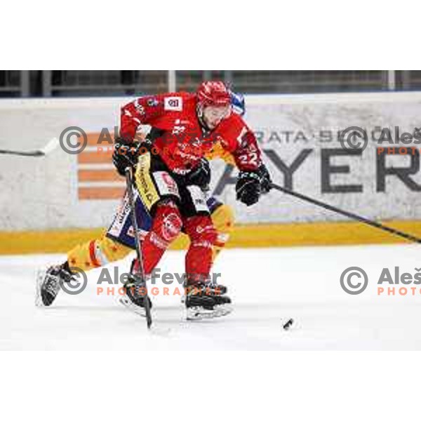 Erik Svetina of SIJ Acroni Jesenice during second game of the Final of Alps league ice-hockey match between Sij Acroni Jesenice (SLO) and Migross Asiago (ITA) in Podmezakla Hall, Jesenice on April 12, 2022