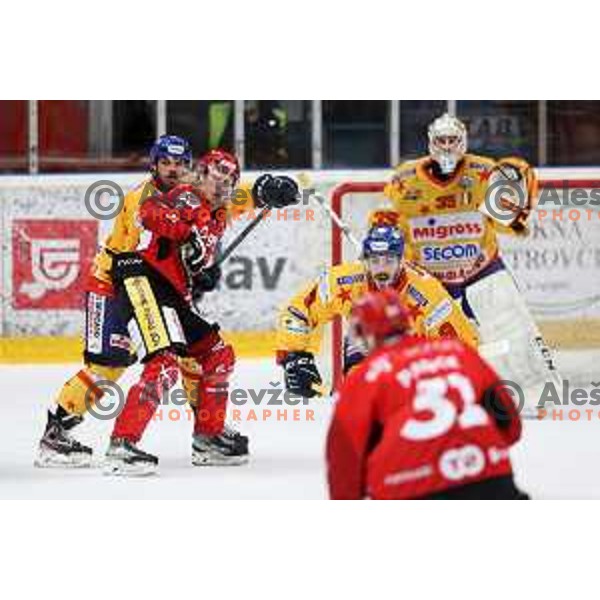 Jesperi Viikila in action during second game of the Final of Alps league ice-hockey match between Sij Acroni Jesenice (SLO) and Migross Asiago (ITA) in Podmezakla Hall, Jesenice on April 12, 2022
