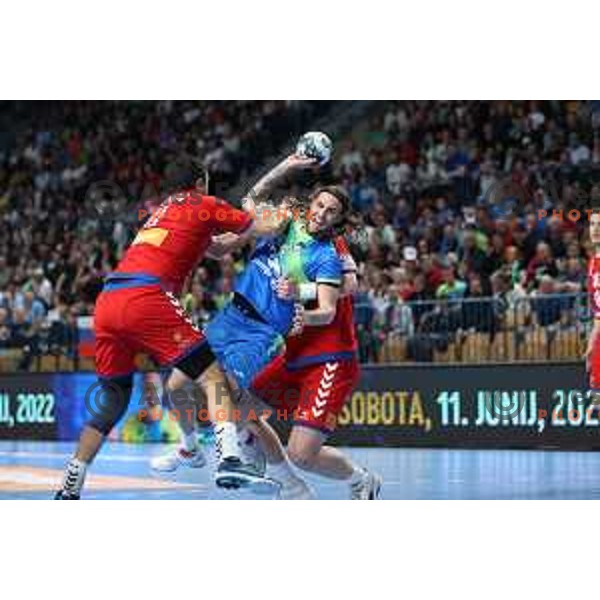 Dean Bombac of Slovenia in action during World Championship Men 2023 Qualifiers between Slovenia and Serbia in Celje, Slovenia on April 13, 2022