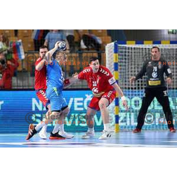 Miha Zvizej of Slovenia in action during World Championship Men 2023 Qualifiers between Slovenia and Serbia in Celje, Slovenia on April 13, 2022
