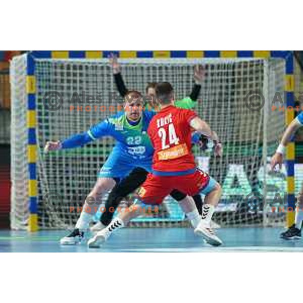 Matej Gaber of Slovenia in action during World Championship Men 2023 Qualifiers between Slovenia and Serbia in Celje, Slovenia on April 13, 2022 