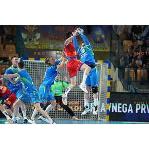 Nik Henigman and Jure Dolenec of Slovenia in action during World Championship Men 2023 Qualifiers between Slovenia and Serbia in Celje, Slovenia on April 13, 2022 
