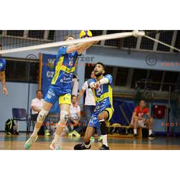 Ahmed Ikhbayri in action during semi-final of 1.DOL match between Calcit Volleyball and Merkur Maribor in Kamnik on April 14, 2022