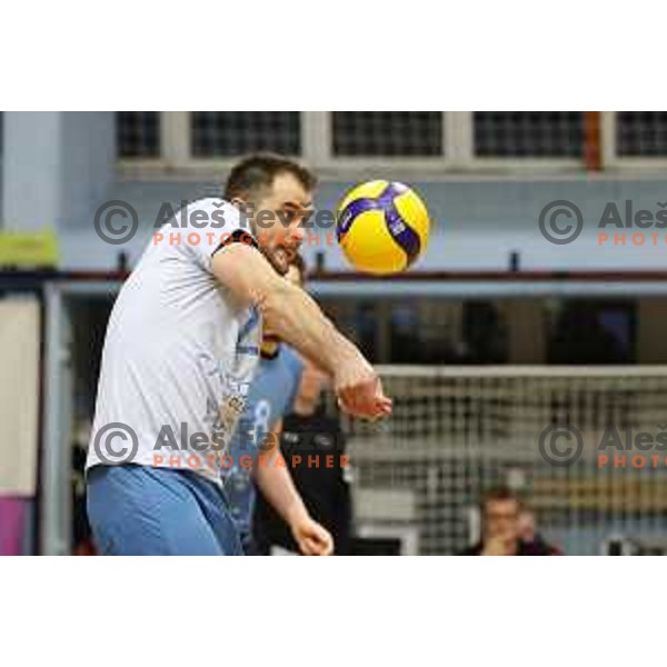 in action during semi-final of 1.DOL match between Calcit Volleyball and Merkur Maribor in Kamnik on April 14, 2022