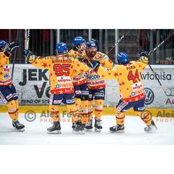 in action during fourth game of the Final of Alps league ice-hockey match between Sij Acroni Jesenice (SLO) and Migross Asiago (ITA) in Podmezakla Hall, Jesenice on April 16, 2022