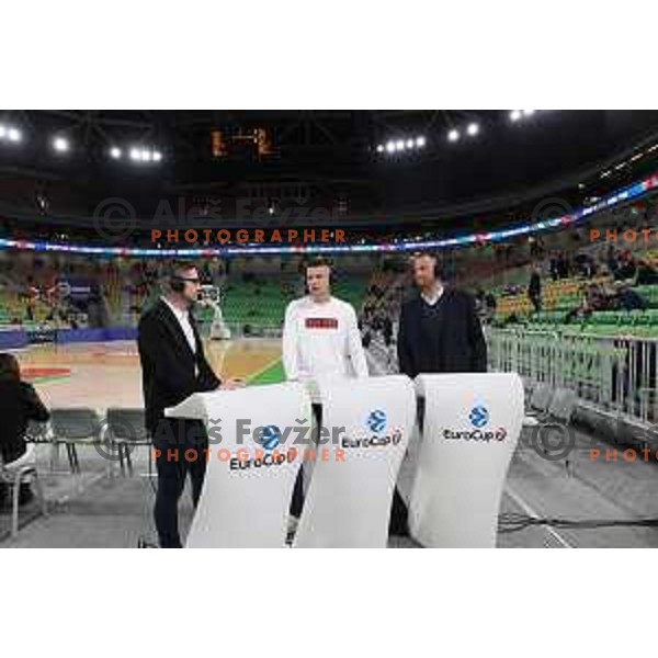 Rok Grilec, Dino Muric and Sasa Zagorac during eight-final of 7days EuroCup basketball match between Cedevita Olimpija and Turk Telekom in Stozice, Arena, Ljubljana, Slovenia on April 19, 2022
