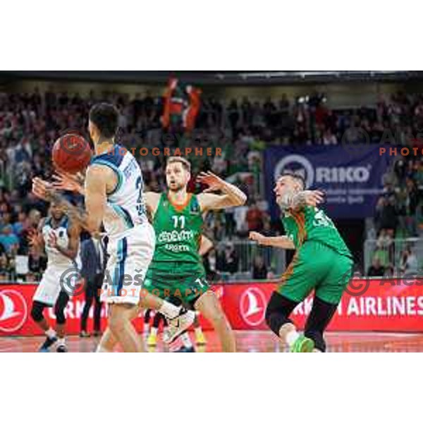 of Cedevita Olimpija in action during eight-final of 7days EuroCup basketball match between Cedevita Olimpija and Turk Telekom in Stozice, Arena, Ljubljana, Slovenia on April 19, 2022