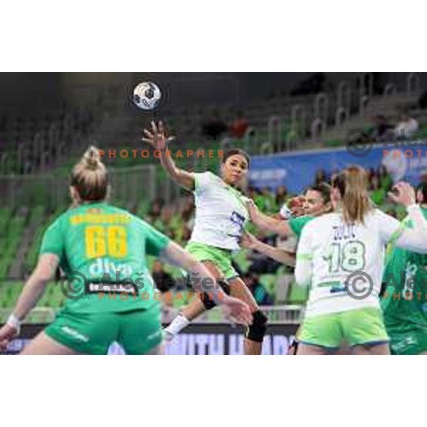 Elizabeth Omoregie in action during Euro Cup Women 2022 Group phase match between Slovenia and Montenegro Stozice Hall, Ljubljana, Slovenia on April 21, 2022 