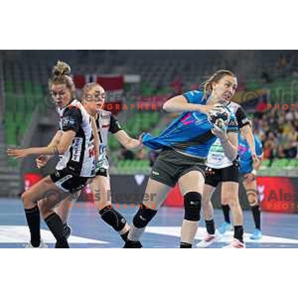 Action during EHF Champions League Women 2021/22 Quarter-finals match between Krim Mercator and Vipers Kristiansand in Stozice Arena, Ljubljana, Slovenia on May 1, 2022