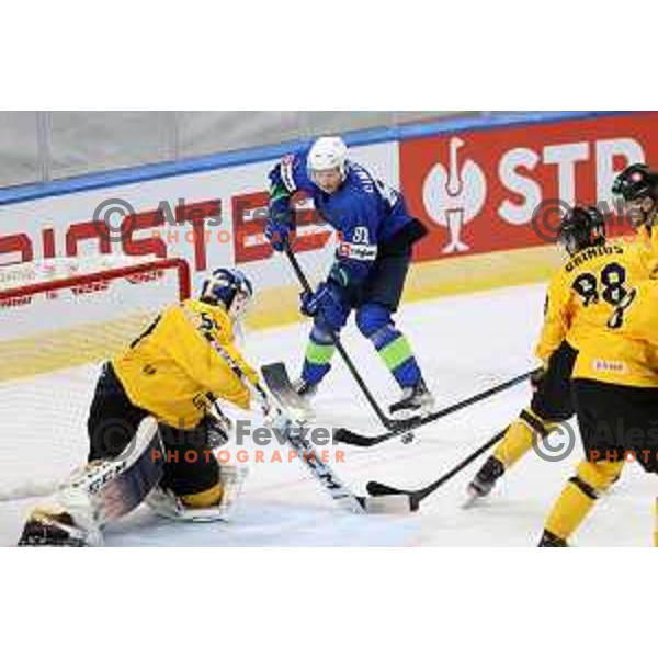 Action during IIHF Ice-hockey World Championship 2022 division I group A match between Slovenia and Lithuania in Ljubljana, Slovenia on May 3, 2022