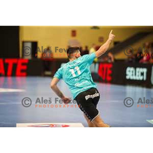 Kenan Pajt in action during fourth-final of EHF Cup handball match between Gorenje Velenje (SLO) and SL Benfica (POR) in Red Hall, Velenje, Slovenia on May 3, 2022